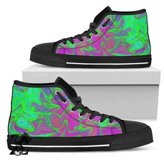 Neon Green Pink Psychedelic Trippy Print Women'S High Top Shoes - Monsterry UK
