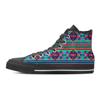 Neon Indian Aztec Abstract Art Print Women's High Top Shoes - Monsterry CA