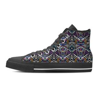 Neon Indian Aztec Triangles Abstract Geometric Art Women's High Top Shoes - Monsterry AU