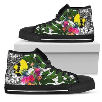 New Caledonia High Top Shoes White - Turtle Plumeria Banana Leaf - Monsterry