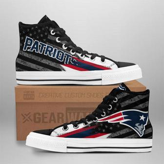 New England Patriots High Top Shoes Custom American Flag Sneakers | Favorety AU