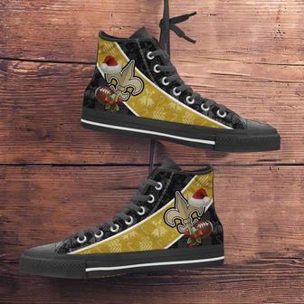 New Orleans Saints Christmas Football Pattern Canvas High Top Shoes | Favorety DE