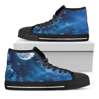 Night Sky And Moonlight Print Black High Top Shoes - Monsterry DE