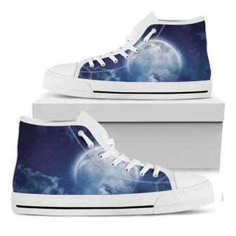 Night Sky Full Moon Print White High Top Shoes - Monsterry AU