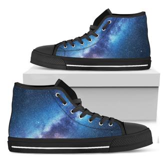 Night Sky Milky Way Print Black High Top Shoes - Monsterry