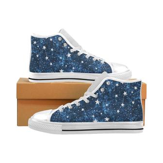 Night sky star pattern Men's High Top Shoes White - Monsterry UK