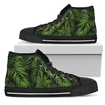 Night Tropical Palm Leaf Men's High Top Shoes - Monsterry DE