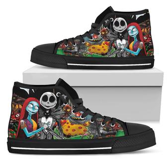 Nightmare Before Christmas Shoes – High Top Shoes Gift – Jack And Sally Gift – Unique Gift | Favorety