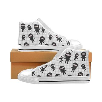 Ninja pattern plaid background Men's High Top Shoes White - Monsterry AU