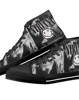 Nirvana Canvas Shoes Design Art For Fan Sneakers Black High Top Shoes For Men And Women | Favorety