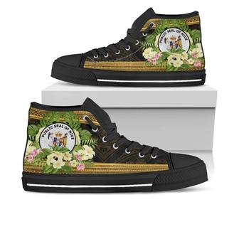 Niue High Top Shoes - Polynesian Gold Patterns Collection - Monsterry UK