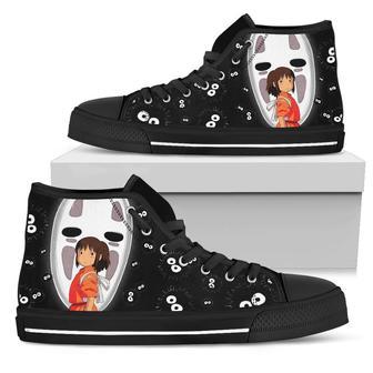 No-Face and Chihiro Sneakers Ghibli High Top Shoes Fan Gift | Favorety