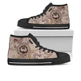 Northern Mariana Islands High Top Shoes - Hibiscus Flowers Vintage Style - Monsterry CA