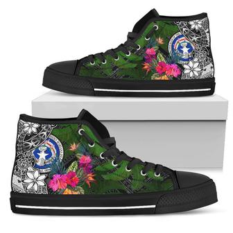 Northern Mariana Islands High Top Shoes - Turtle Plumeria Banana Leaf - - Monsterry