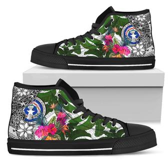 Northern Mariana Islands High Top Shoes White - Turtle Plumeria Banana Leaf - Monsterry