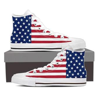 Of July American Flag Canvas High Top Shoes Sneakers - Monsterry DE