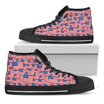 Of July Usa Flag Black High Top Shoes - Monsterry CA