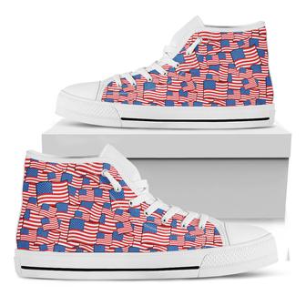 Of July Usa Flag White High Top Shoes - Monsterry
