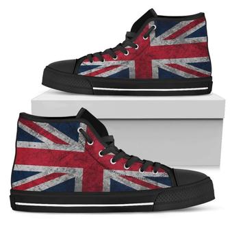 Old Grunge Union Jack British Flag Print Men's High Top Shoes - Monsterry