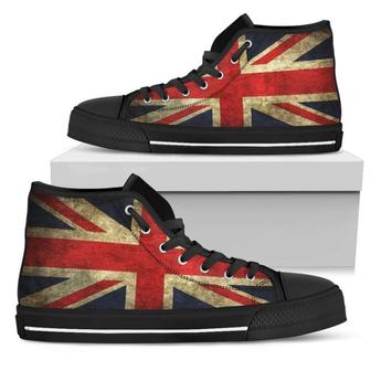 Old Union Jack British Flag Print Men's High Top Shoes - Monsterry DE