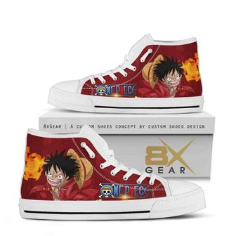 One Piece High Top Shoes Luffy Straw Hat In Red - Monsterry