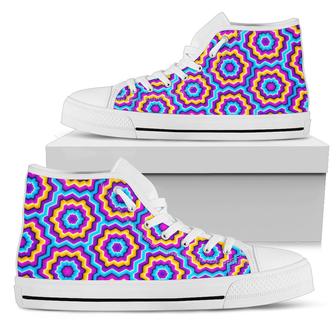 Optical Illusion Techno Movement Women High Top Shoes - Monsterry