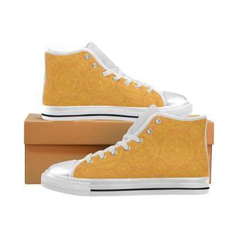 Orange traditional indian element pattern Women's High Top Shoes White - Monsterry