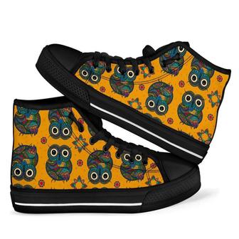 Ornamental Owl Men Women's High Top Shoes - Monsterry