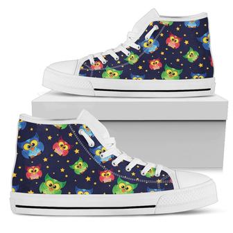 Owl With Star Themed Design Print Women High Top Shoes - Monsterry UK