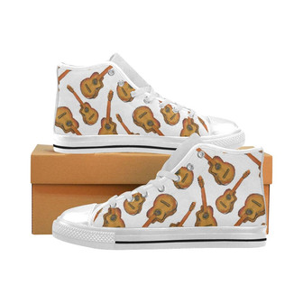 Paint Guitar Pattern Men's High Top Shoes White - Monsterry