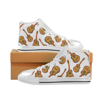 Paint Guitar Pattern Women's High Top Shoes White - Monsterry