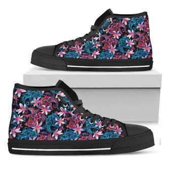 Paisley And Floral Pattern Print Black High Top Shoes - Monsterry AU