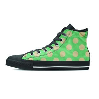 Pale Green Polka Dot Men's High Top Shoes - Monsterry