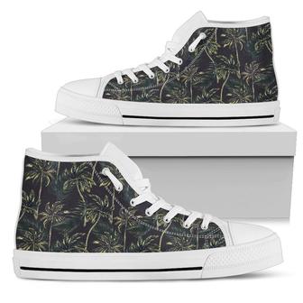 Palm Tree Background Design Print Women High Top Shoes - Monsterry