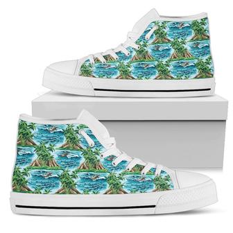 Palm Tree Hawaiian Themed Design Print Women High Top Shoes - Monsterry