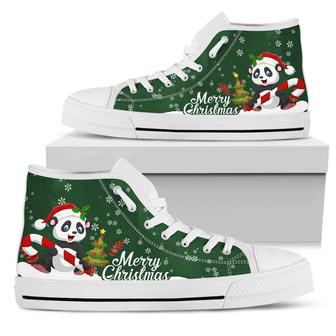 Panda Green Christmas High Top Shoes For Women, Shoes For Men Custom Shoes - Monsterry UK