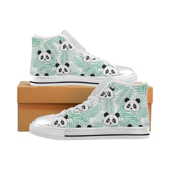 Panda pattern tropical leaves background Women's High Top Shoes White - Monsterry UK