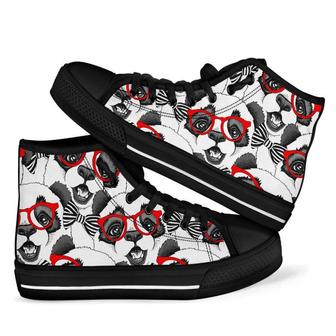 Panda Red Glasses Men Women's High Top Shoes - Monsterry AU