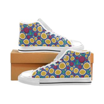 Passion fruit blue background Men's High Top Shoes White - Monsterry