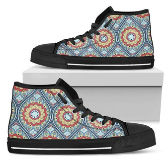 Pastel Ornament Mandala Print Women's High Top Shoes - Monsterry