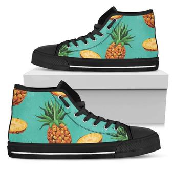 Pastel Turquoise Pineapple Women's High Top Shoes - Monsterry DE