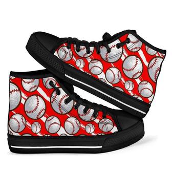 Pattern Print Softball Men Women's High Top Shoes - Monsterry DE