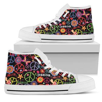Peace Sign Colorful Design Print Women High Top Shoes - Monsterry AU