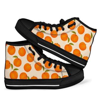 Peach Pattern Print Men Women's High Top Shoes - Monsterry UK