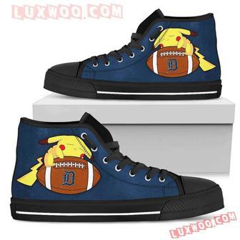 Pikachu Laying On Ball Detroit Tigers High Top Shoes Sport Sneakers | Favorety AU