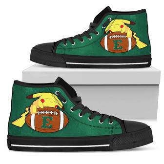 Pikachu Laying On Ball Eastern Michigan Eagles High Top Shoes | Favorety