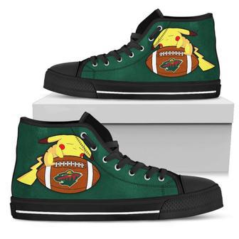 Pikachu Laying On Ball Minnesota Wild High Top Shoes | Favorety AU