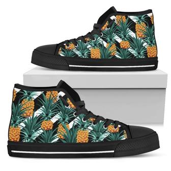 Pineapple Striped Pattern Print Men's High Top Shoes - Monsterry DE