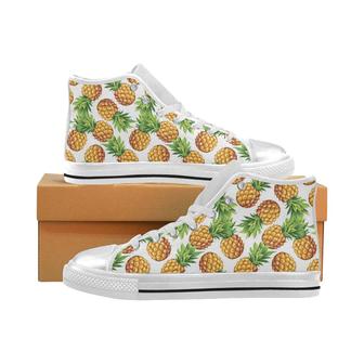 Pineapples design pattern Women's High Top Shoes White - Monsterry AU