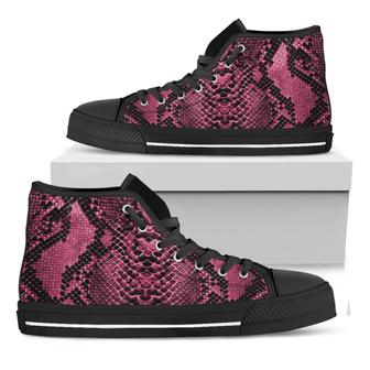 Pink And Black Snakeskin Print Black High Top Shoes - Monsterry DE